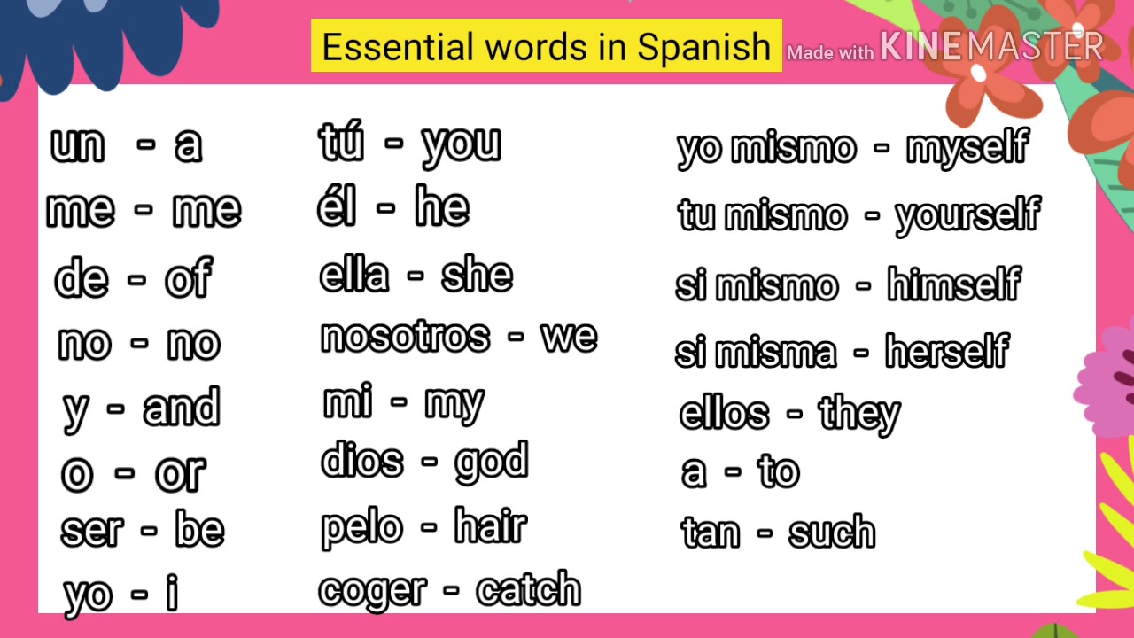 Same Words In English And Spanish Youtube