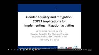 Gender equality & mitigation COP21 implications for implementing mitigation activities