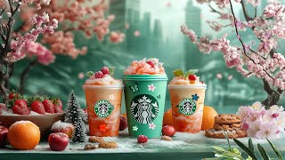 Spring Awakening Uplifting Jazz 🎶 芳ばしいドリンクと心地よいジャズメロディー、のスイーツで過ごすリラックスタイム🍓Starbucks Ambience + BGM ☕