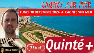 PRONOSTICS TURF 100% QUINTE+ LUNDI 30 DECEMBRE 2024  A CAGNES SUR MER