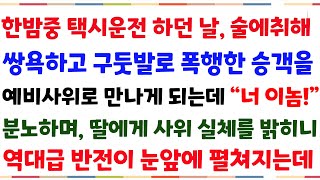 (반전신청사연)택시운전하며 내게 술이취해,모욕감을 준 택시승객을 내 예비사위로 만나게 되는데\