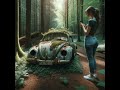 ein vw käfer im wald lost places auto in der natur mit dem smartphone fotografiert. fotografieren...