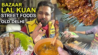 PURANI DILLI LAL KUAN BAZAR KE STREET FOODS | SEEKH KABAB, DIL TIKKA BOTI, CHICKEN SOUP, MOMOS DELHI