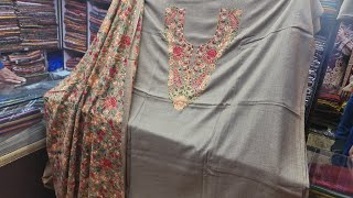 Embroided Pashmina Shawl Suits | Kani Pure Pashmina Suits | Kaani Pashmina Shawls Kashmiri wool Suit