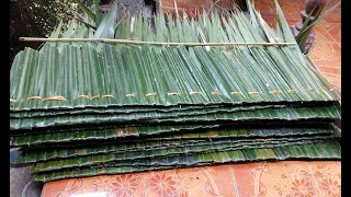 How to make roof from nipa  palm leafs/ เย็บจากมุงหลังคา จากตับ โดยป้าสมใจ