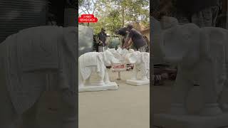 HANDLING 2 FEET, 300 KG PAIR OF WHITE MARBLE ELEPHANT STATUES #shorts #short #youtubeshorts