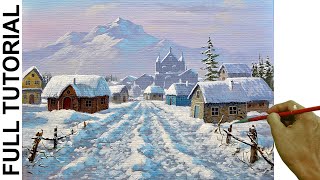 Acrylic Landscape Painting TUTORIAL / Winter in the Village / JMLisondra