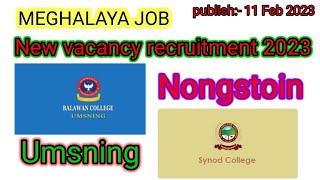 Meghalaya job new vacancy 2023 Assistant professor \u0026 Librarian