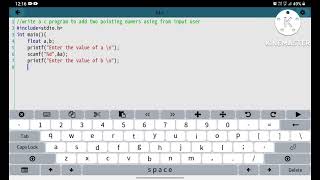 write a c programme to add two decimal number