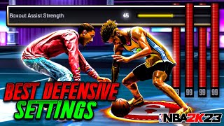 HOW TO STOP SLIDING ON DEFENSE in NBA 2K23! *UPDATED* BEST DEFENSIVE SETTINGS & BEST BADGES NBA 2K23