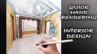📐 Rendering Tutorial | Interior Design | Perspective Drawing