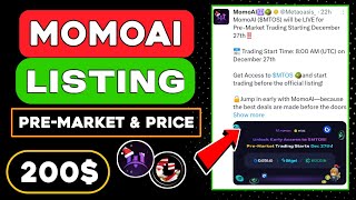 Momoai Pre-Market Price And Snapshot Update 😱 Momoai Listing Date 🤑 Momoai Funding and Supply 💸