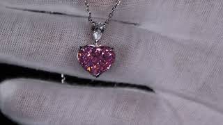 3.0ct Radiant diamond pendant, pink diamond heart pendant, pink simulated lab diamond pendant