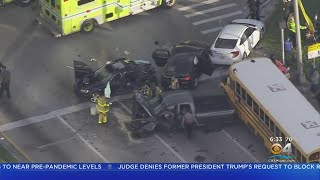 One Dead, Several Hurt In Multi-Vehicle Crash Involving A School Bus