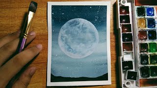 Easy Night Sky Watercolor Painting for Beginners | Step-by-Step Tutorial