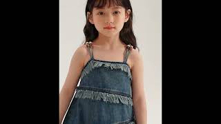 度假風流蘇拼接牛仔吊帶裙 #kidsfashion #fashion #beautiful #babygirl #fashionstyle #cute #kidsmodel #dress #love