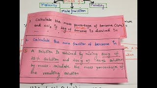 How to calculate Mole fraction, Molarity and Molality from Mass percentage