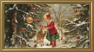 Vintage Christmas Painting Gold Frame | Art Screensaver for TV 4K