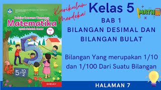 Kurikulum Merdeka Kelas 5 Matematika Bab 1 | 1/10 dan 1/100  Dari Suatu Bilangan | Halaman 7