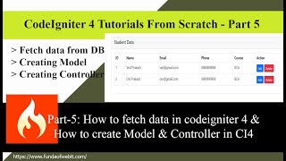 CodeIgniter4 - Part-5: How to fetch data in codeigniter 4 | How to create Model & Controller in CI4