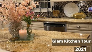 GLAM KITCHEN TOUR 2021 !!  KITCHEN DECOR IDEAS AND DECORATE WITH ME
