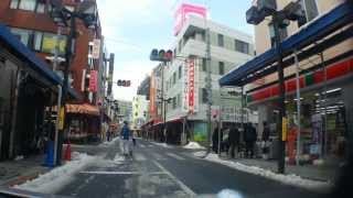 小岩サンロード、凍結、除雪、道路状況（車載動画）江戸川区Tokyo,Japan.