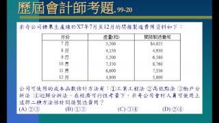 會計師成本會計管理會計選擇題099-20