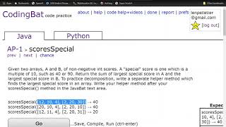 scoresSpecial CodingBat question