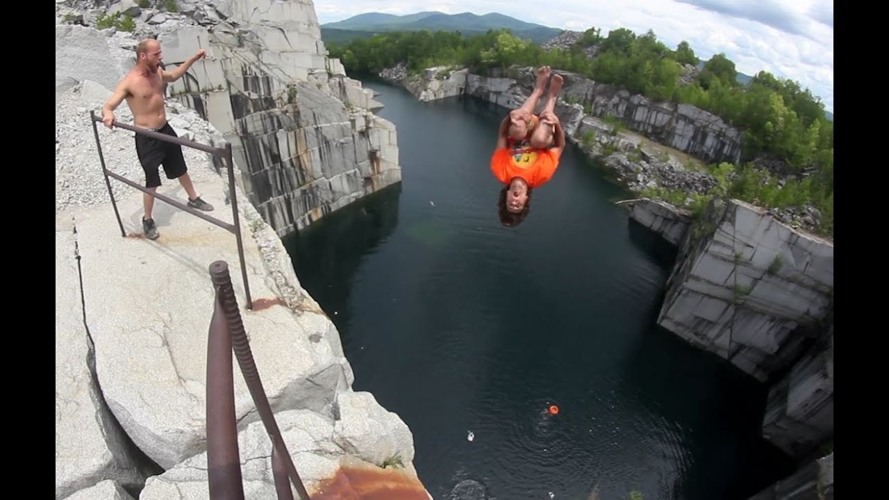 110 Ft TRIPLE GAINER! Vermont Cliff Jumping - YouTube