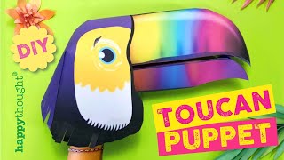 Make a DIY Toucan Bird hand puppet tutorial. 3D Toucan Bird puppet tutorial • Happythought