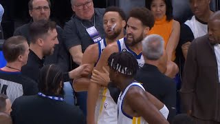 Klay Thompson ejected for getting chippy with Devin Booker then has words for Suns bench 😳