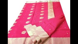 Printed Work Chanderi Handloom Cotton Sarees || Chanderi Saree With Blouse