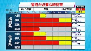 台風１４号は飯塚市付近を北上中【午前６時５０分放送】