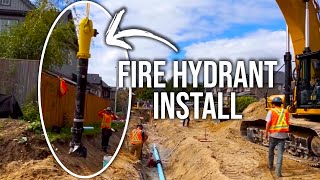 Sewer Crew Installing a Fire Hydrant- time-lapse