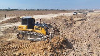 Best Shantui Driver !! Pushing Too Much Dirt To Fill The Lake With Huge Dump Trucks