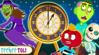 Hickory Dickory Haunted Clock | Spooky Scary Skeletons Songs | Teehee Toli