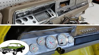 '74 Duster Custom Dash Reveal. New Gauges, Switches, Vinyl, etc.