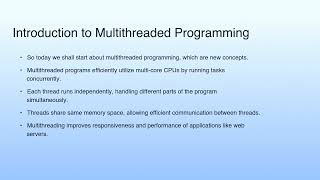 Introduction to Multithreaded Programming | Lecture 27: Multithreading-I