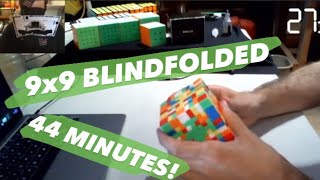 9x9 Solved Blindfolded in 44:09 (World Record)