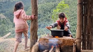 The Wandering Girl and the Poor Boy Build a Place to Make a Fire and Cook