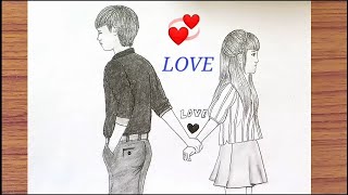 how to draw couple romance with pencil sketch step by step #two lovers drawing easy draw