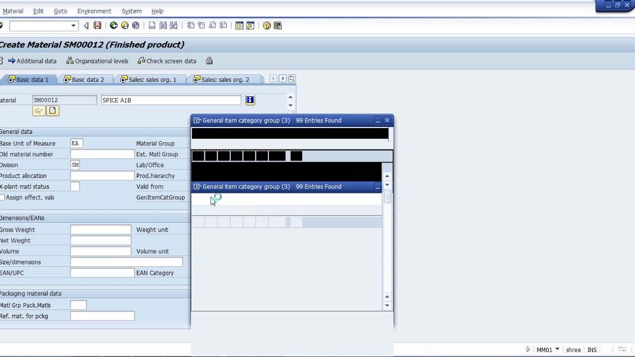 Create Material In Sap Mm01 L Material Master Mm Youtube