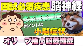 【疾患】オリーブ橋小脳萎縮症の国家試験ポイントがわかる授業だっ!!【看護士国家試験】【PT・OT国家試験】