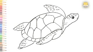 Sea turtle simple drawing | Draw A Sea turtle step by step | outline drawings