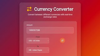 Currency Converter using HTML, CSS & JavaScript | Real-Time Exchange Rates