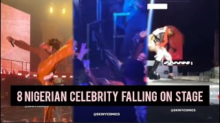 8 Nigerian Celebrities Falling On Stage