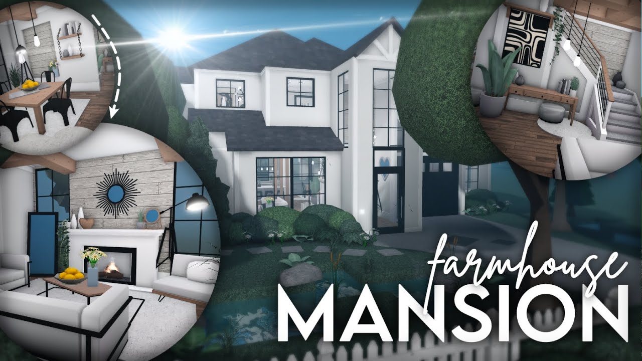 Bloxburg | Two Story Farmhouse Mansion | 190k | Speedbuild - YouTube