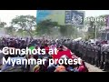 Gunfire heard during anti-coup protest in Myanmar