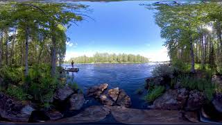 VR 360 video - Fishing in the Arctic Lakeland, Wild Taiga Finland