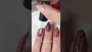 Sweetheart Sparkle: Chocolate Strawberry Velvet Nails🍓🍫|| Valentine's Nails🍭||#shortsvideoviral